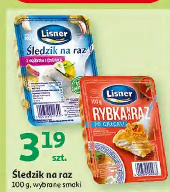 Auchan Śledzik na raz z ogórkiem i czosnkiem lisner na raz oferta