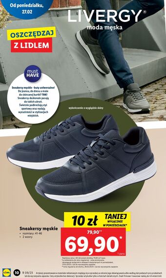 Lidl Sneakersy męskie 43-46 livergy oferta