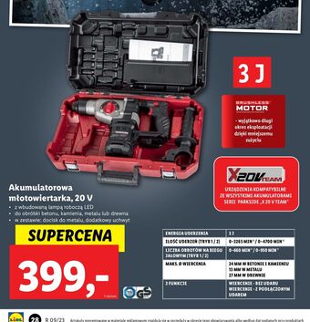 Lidl Młotowiertarka akumulatorowa 20 v parkside oferta
