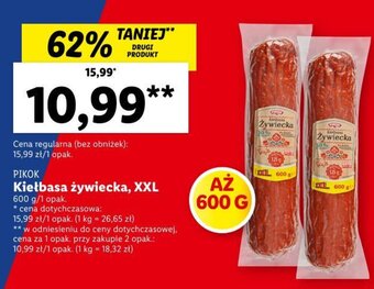 Lidl Pikok Kiełbasa żywiecka, XXL 600g oferta