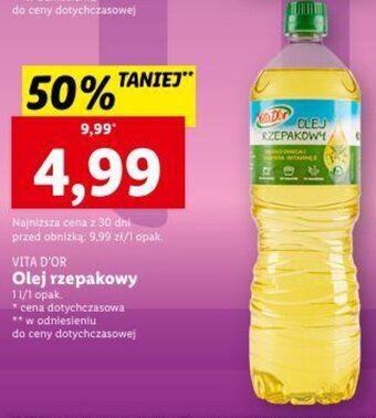 Lidl Vita D'or Olej rzepakowy 1l oferta