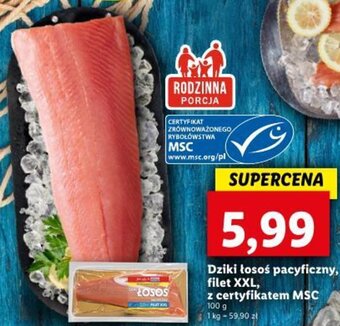 Lidl Dziki łosoś pacyficzny, filet XXL, z certyfikatem MSC 100g oferta