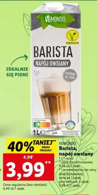 Lidl Vemondo Barista, napój owsiany 1l oferta