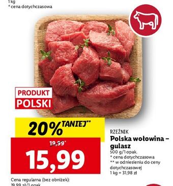 Lidl Mięso wołowe na gulasz rzeźnik codzienna dostawa oferta
