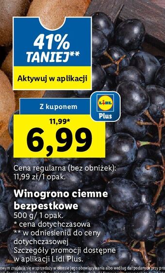 Lidl Winogrona ciemne bezpestkowe oferta