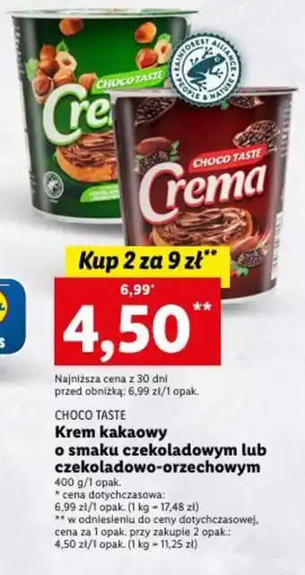 Lidl Choco Taste Krem kakaowy o smaku czekoladowym lub czekoladowo-orzechowym 400g oferta