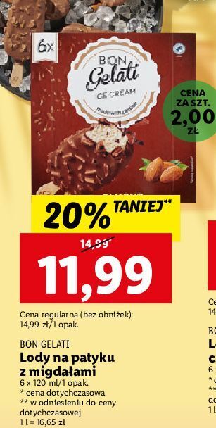 Lidl Lody migdałowe bon gelati oferta