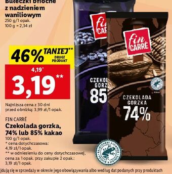 Lidl Czekolada gorzka extra dark 85% fin carre oferta