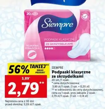 Lidl Simpre Podpaski klasyczn ze skrzydełkami 20szt. oferta