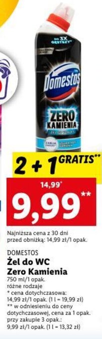 Lidl Domestos Żel do WC Zero Kamienia 750ml oferta