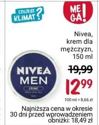 Rossmann Nivea krem dla mężczyzn 150ml oferta