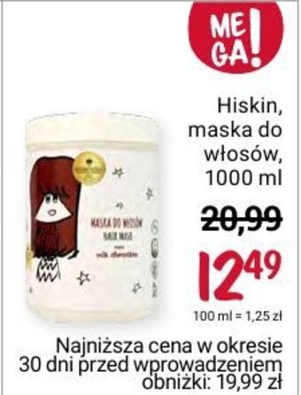 Rossmann Hiskin maska do włosów 1000ml oferta