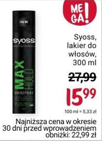 Rossmann Syoss lakier do włosów 300ml oferta