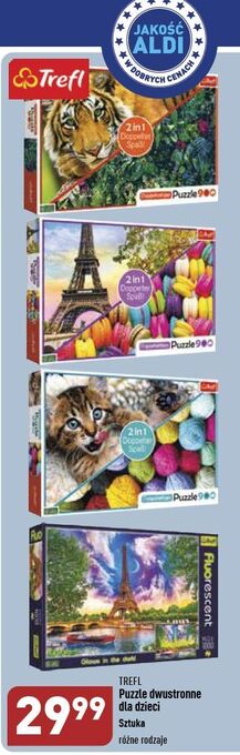 ALDI Puzzle dwustronne dla dzieci trefl oferta