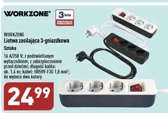ALDI Listwa zasilająca 3 gniazda biała workzone oferta