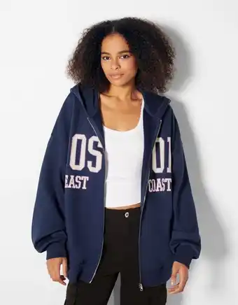 Bershka Bluza z nadrukiem college i suwakiem oferta