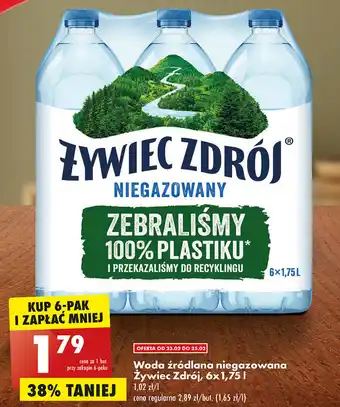 Biedronka Żywiec Zdrój Woda źródlana niegazowana 1,75l oferta