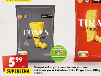 Biedronka Pingo Doce Chrupki kukurydziane o smaku serowo-bekonowym w kształcie rożka 100g oferta