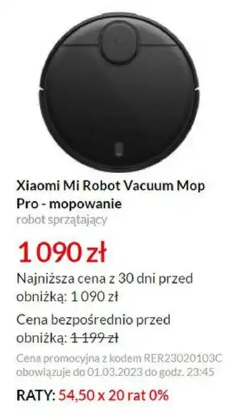 RTV EURO AGD Xiaomi Mi Robot Vacuum Mop Pro robot sprzątający oferta