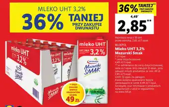 Lidl Mlekpol mleko UHT 3,2% Mazurski Smak 1l oferta