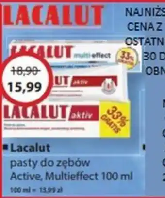 Drogeria alicja Lacalut pasty do zębów active, multieffect 100ml oferta