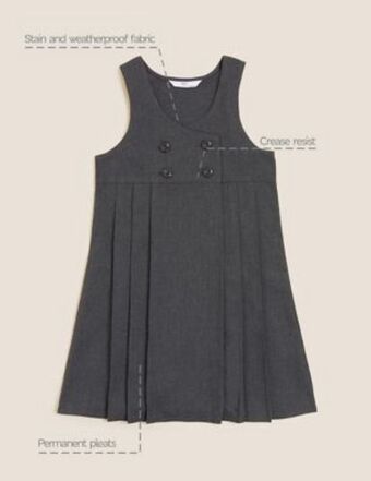 Girls' permanent pleats school pinafore (2-12 yrs)