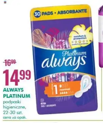 SuperPharm Always Platinum podpaski higieniczne 22-30szt. oferta