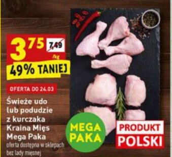 Biedronka Świeże udo lub podudzie z kurczaka Kraina Mięs Mega Paka 1kg oferta