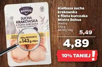 Netto Mistrz Rohus Kiełbasa sucha krakowska z fileta kurczaka 100g oferta
