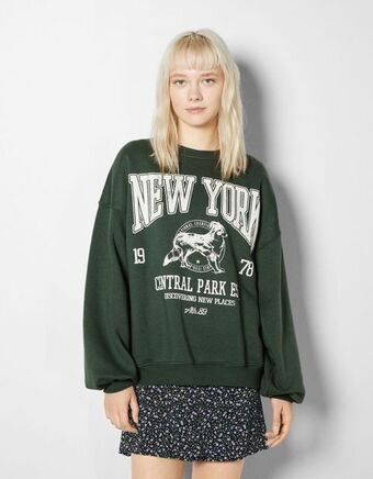 Bershka Bluza oversize z nadrukiem oferta