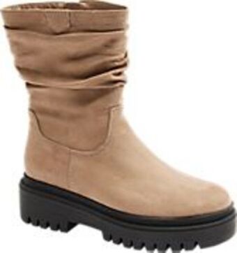 Deichmann Beżowe botki damskie na grubej czarnej podeszwie oferta