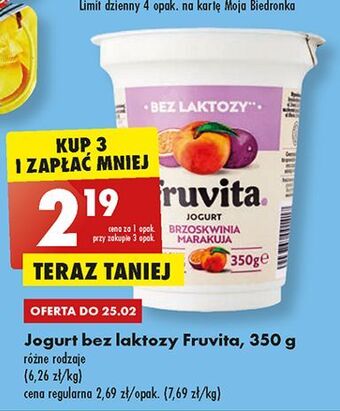Biedronka Jogurt brzoskwinia-marakuja bez laktozy fruvita oferta