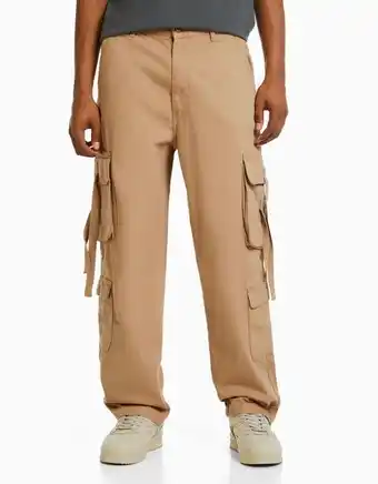 Bershka Jeansy cargo z paskami oferta