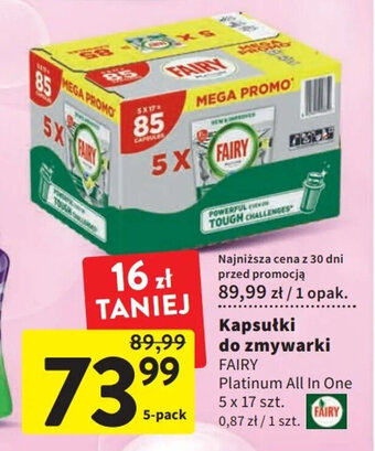 Intermarche Fairy kapsułki do zmywarki 5x17szt oferta