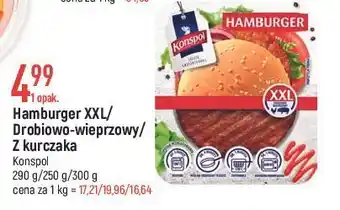 E.Leclerc Hamburger xxl drobiowo-wieprzowy konspol oferta
