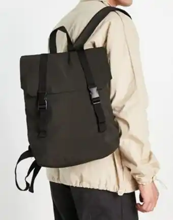 Asos design – czarny nylonowy plecak z zapięciem z dwiema klamrami – black