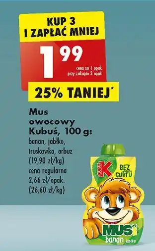 Biedronka Mus jabłko-banan kubuś 100% oferta