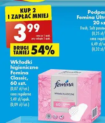 Biedronka Wkładki higieniczne normal femina classic oferta