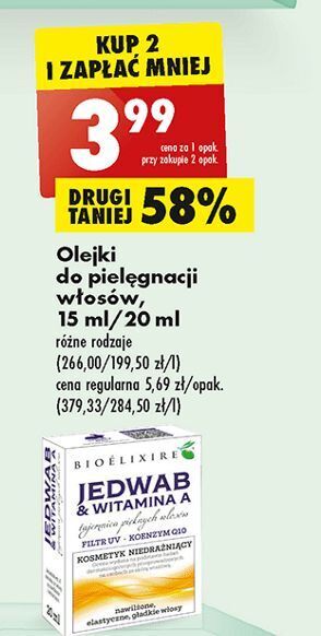 Biedronka Olejek z jedwabiem i witaminą a bioelixire oferta