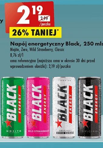 Biedronka Napój energetyczny zero sugar black energy oferta