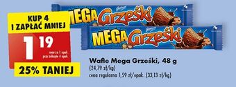 Biedronka Wafelek kakaowy w czekoladzie deserowej grześki mega oferta