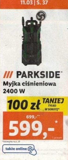 Lidl Parkside Myjka ciśnieniowa 2400W oferta