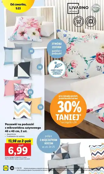 Lidl Poszewki na poduszki z mikrowłókna satynowego 40 x 40 cm, 2szt. oferta
