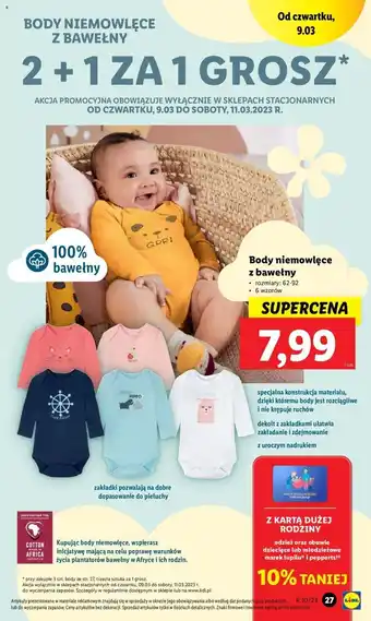 Lidl Body niemowlęce z bawełny rozmiary: 62-92 oferta