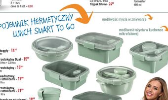 E.Leclerc Pojemnik smart to go lunch kit 1.1 l kwadratowy zielony curver oferta