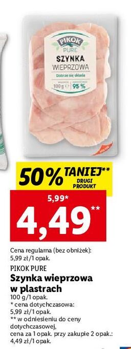 Lidl Szynka wieprzowa pikok pure oferta