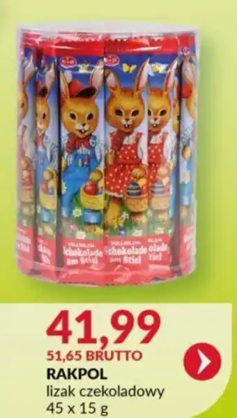 Eurocash Rakpol Lizak czekoladowy 45 x 15g oferta