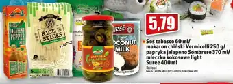 Topaz Unifood Sos tabasco 60ml/makaron chiński Vermicelli 250g/papryka jalapeno Sombrero 370ml/mleczko kokosowe light Suree 400ml oferta