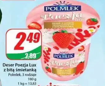 Dino Deser mleczny truskawkowy z bitą śmietaną polmlek poezja oferta
