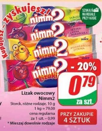 Dino Lizak wiśnia malina nimm2 lizaki oferta